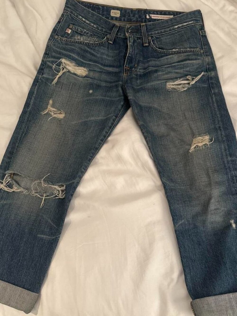AG Jeans Distressed Blue Denim Ripped Skinny Jeans Size 26